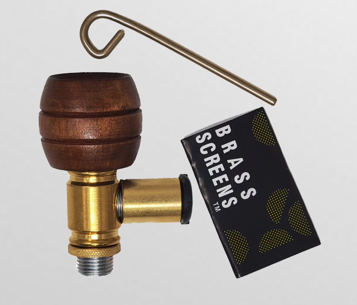 Tobacco Master's wooden and brass bowl carburetor set