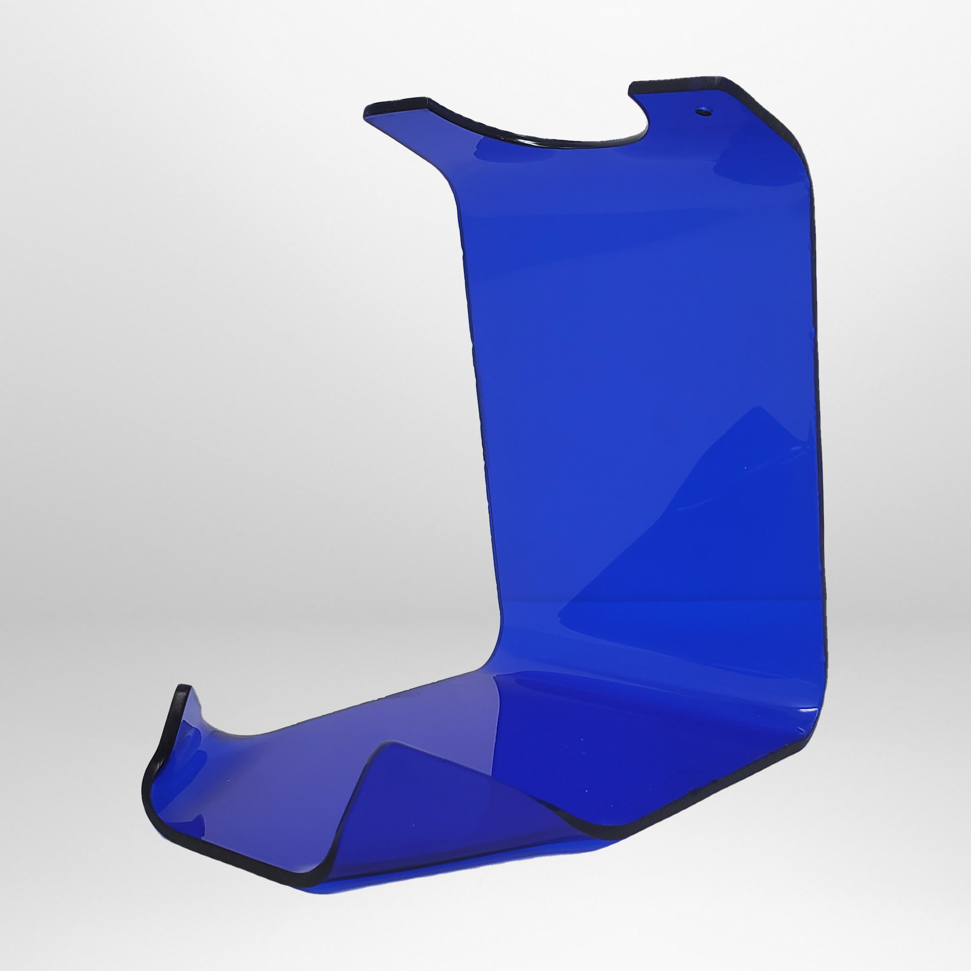 Tobacco Master's blue acrylic stand 45 degrees right.